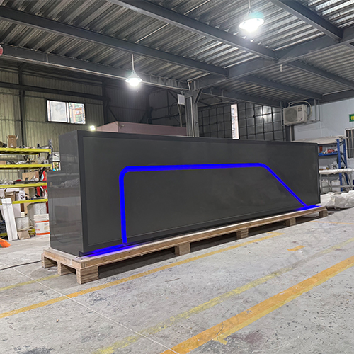 HI-MACS Gray Solid Surface Auto Car Store Reception Desk Led Mobile Counter