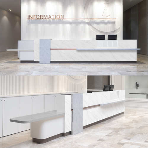 Company and Hotel Front Solid Surface Reception Desk Information Table