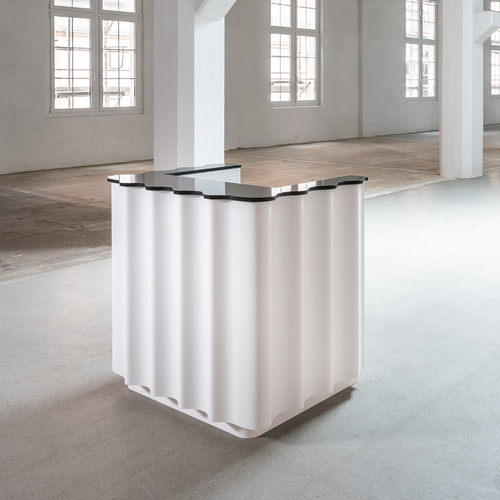 Mini Size Corian White Led Lady Cloth Shop Cashier Counter Reception Desk