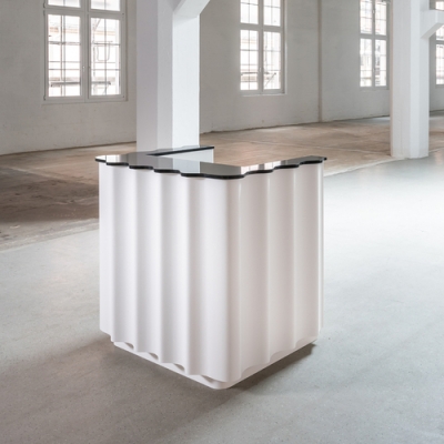 Mini Size Corian White Led Lady Cloth Shop Cashier Counter Reception Desk