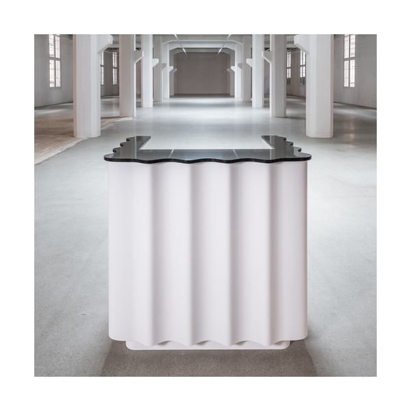 Mini Size Corian White Led Lady Cloth Shop Cashier Counter Reception Desk