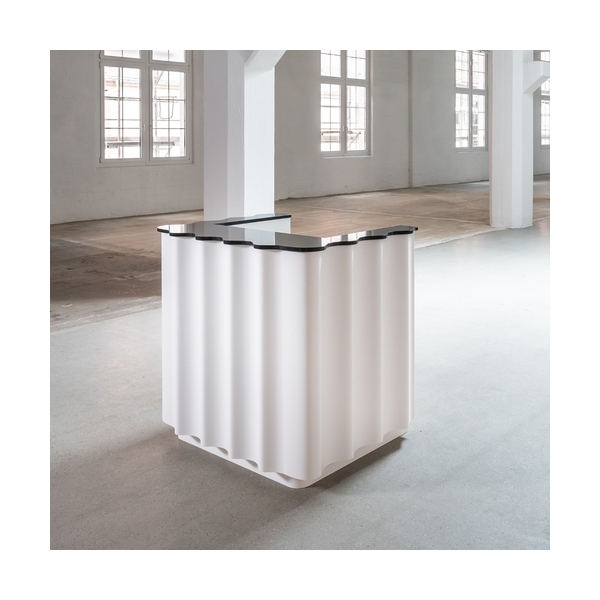 Mini Size Corian White Led Lady Cloth Shop Cashier Counter Reception Desk