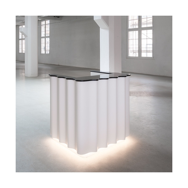 Mini Size Corian White Led Lady Cloth Shop Cashier Counter Reception Desk