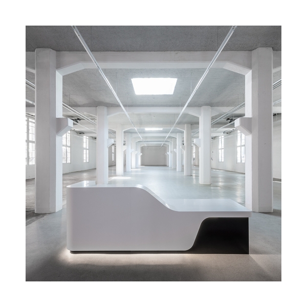 Museum Help Center Solid Surface Information Counter Modern Reception Desk