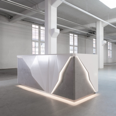 Library Corian Led Front Counter Reception Desk Unique Solid Surface Furniture