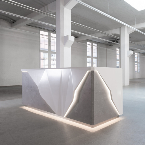 Library Corian Led Front Counter Reception Desk Unique Solid Surface Furniture