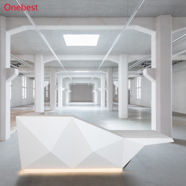 USA Church Corian White Reception Desk I Shape Nail Salon Furniture