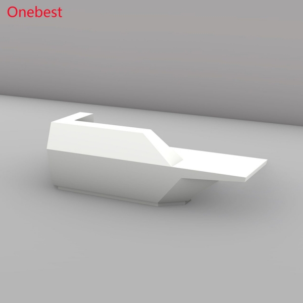 USA Church Corian White Reception Desk I Shape Nail Salon Furniture