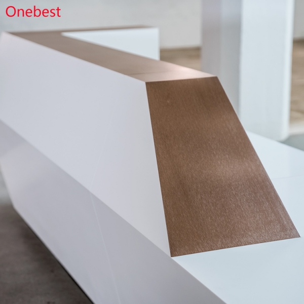 USA Church Corian White Reception Desk I Shape Nail Salon Furniture