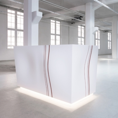 Small Size Hanex Solid Surface Cloth Store Reception Desks