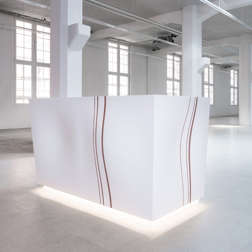 Small Size Hanex Solid Surface Cloth Store Reception Desks