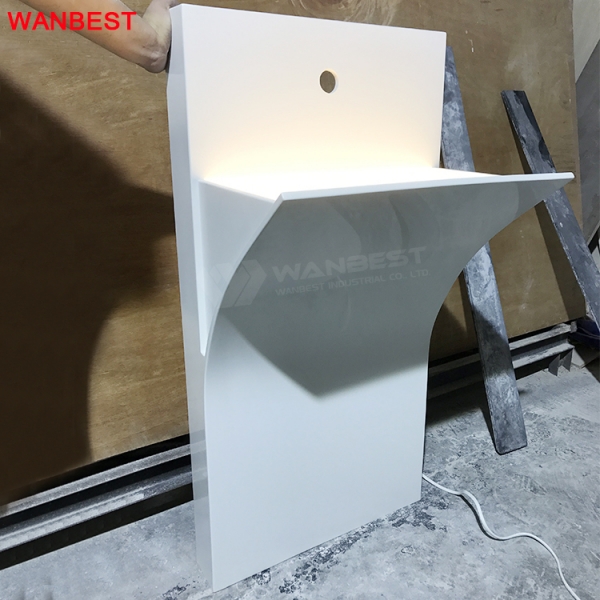 RGB Led Light White Marble Table Top Wash Basin Designs