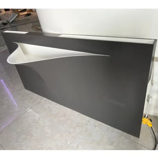 Curved Black Corian Bathroom Sink Led Washing Basin for 5 Star Hotel