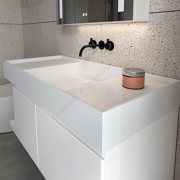 Customized Wall-hung Bathroom Washing Basin Solid Surface Sink White