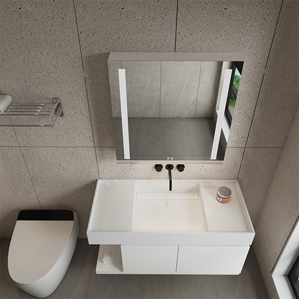 Customized Wall-hung Bathroom Washing Basin Solid Surface Sink White