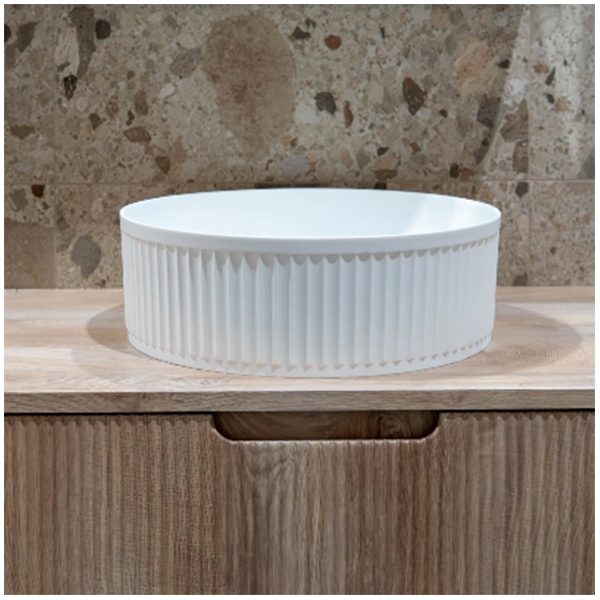Floor Standing Round Composite Bathroom Pedestal Sink Hand Washing Basin