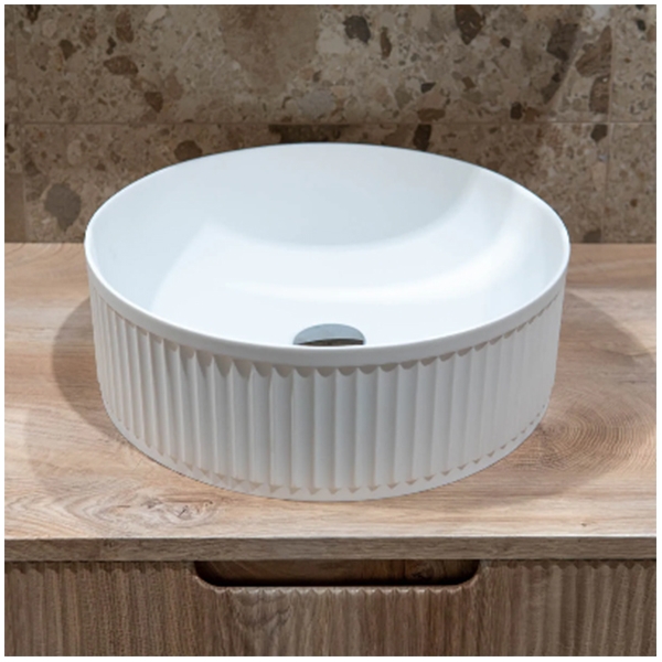 Floor Standing Round Composite Bathroom Pedestal Sink Hand Washing Basin