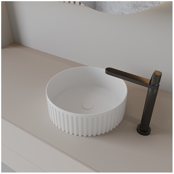 Floor Standing Round Composite Bathroom Pedestal Sink Hand Washing Basin
