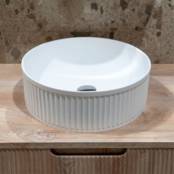 Floor Standing Round Composite Bathroom Pedestal Sink Hand Washing Basin